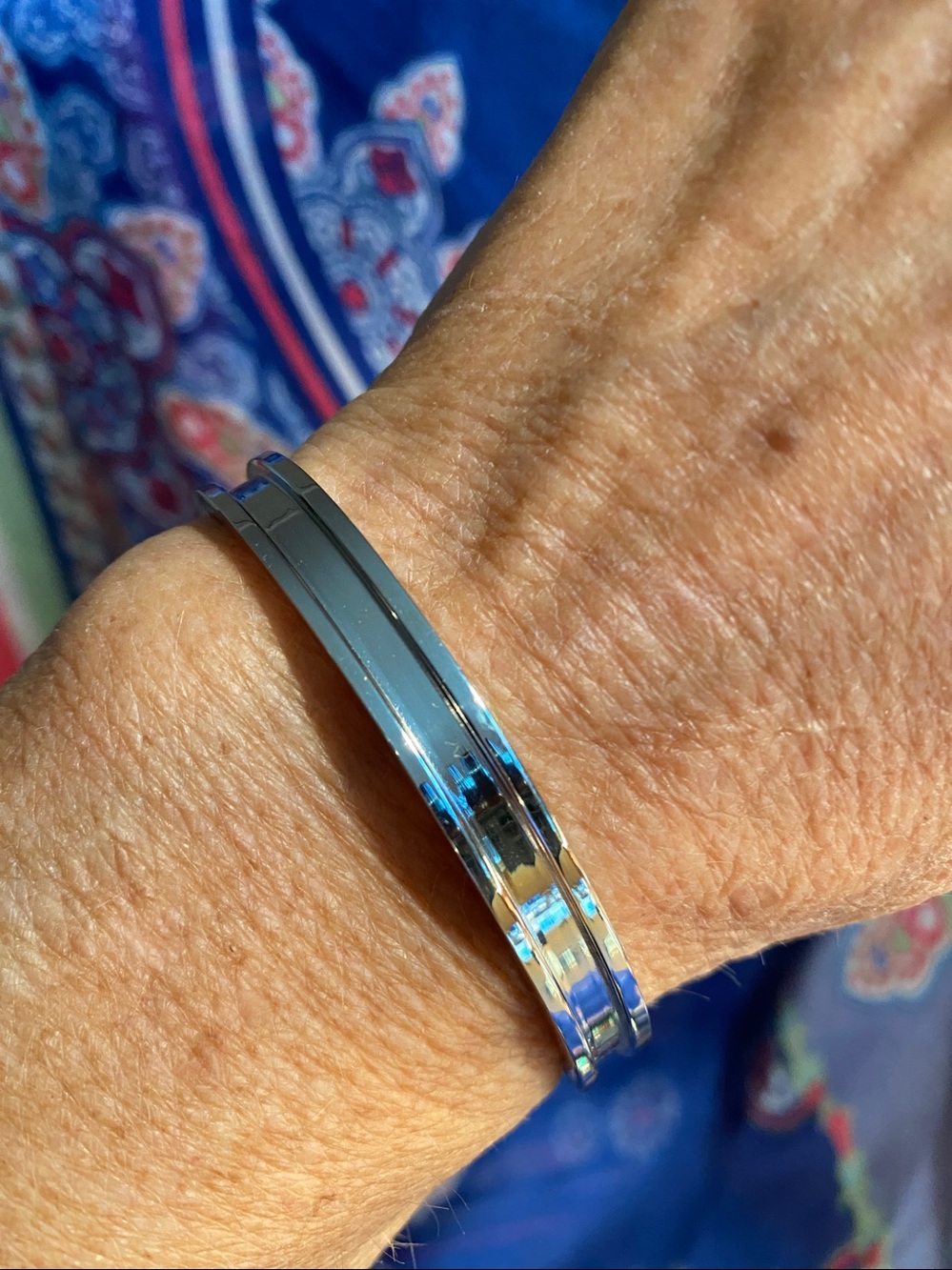 Maria Shireen Silver Tone Hair Tie Cuff Bracelet Minimalist